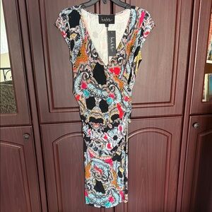 Nicole Miller Multicolor Paisley Midi Dress
